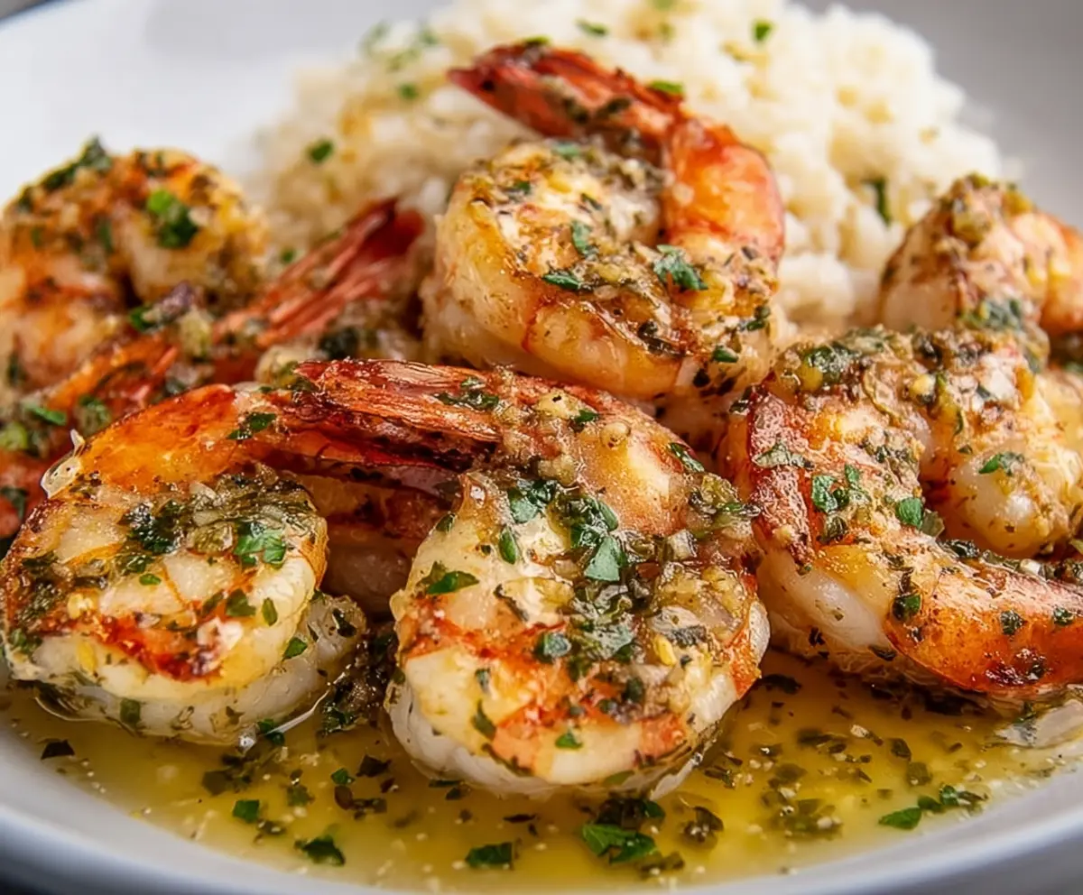 Delicious Lobster Shrimp Scampi served on a plate with fresh herbs and lemon slices.