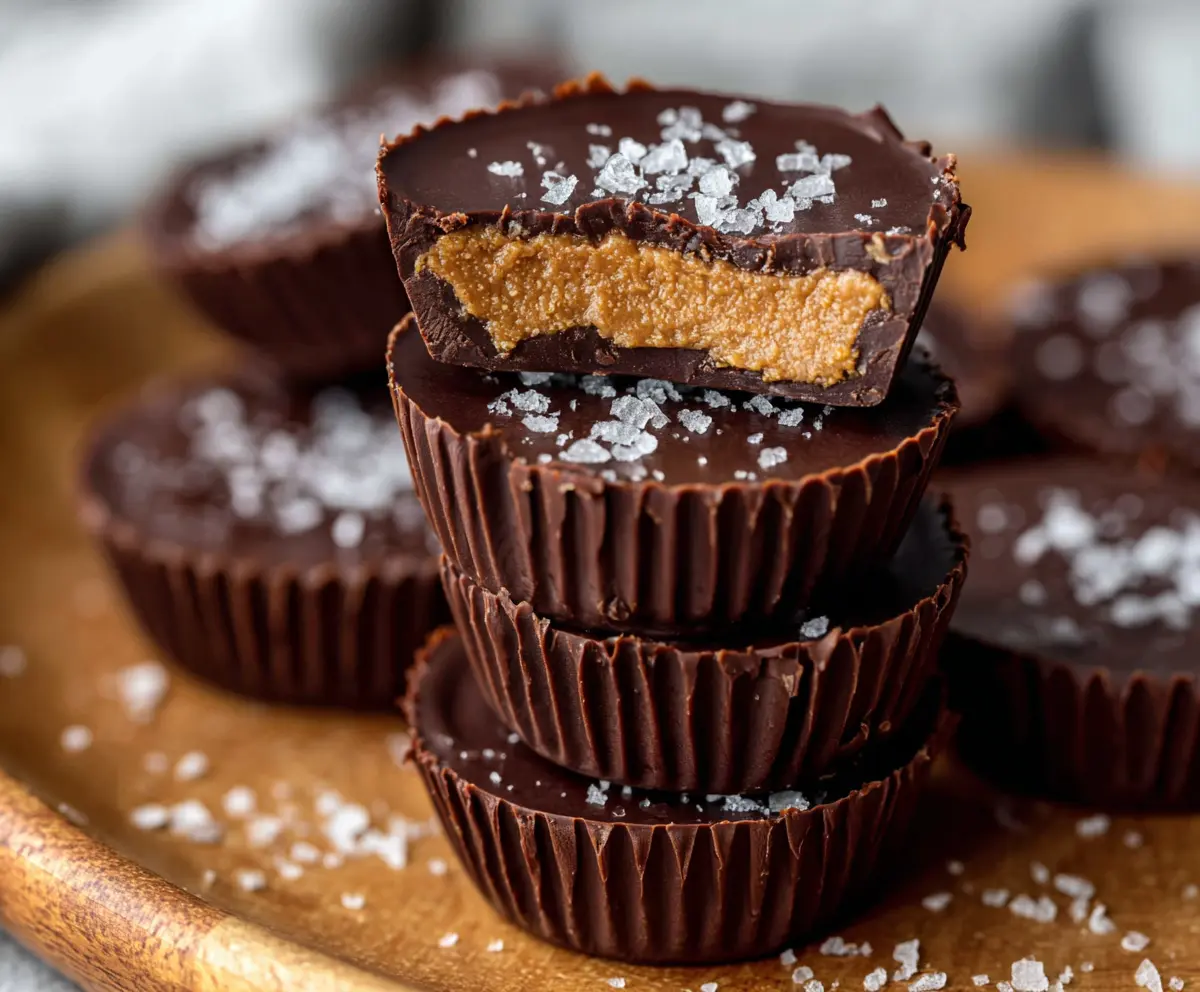 Homemade protein peanut butter cups with creamy peanut butter and chocolate coating