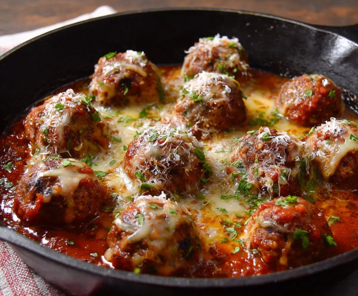 Delicious queso-stuffed meatballs baked to perfection, ready to serve as a savory appetizer or main dish.