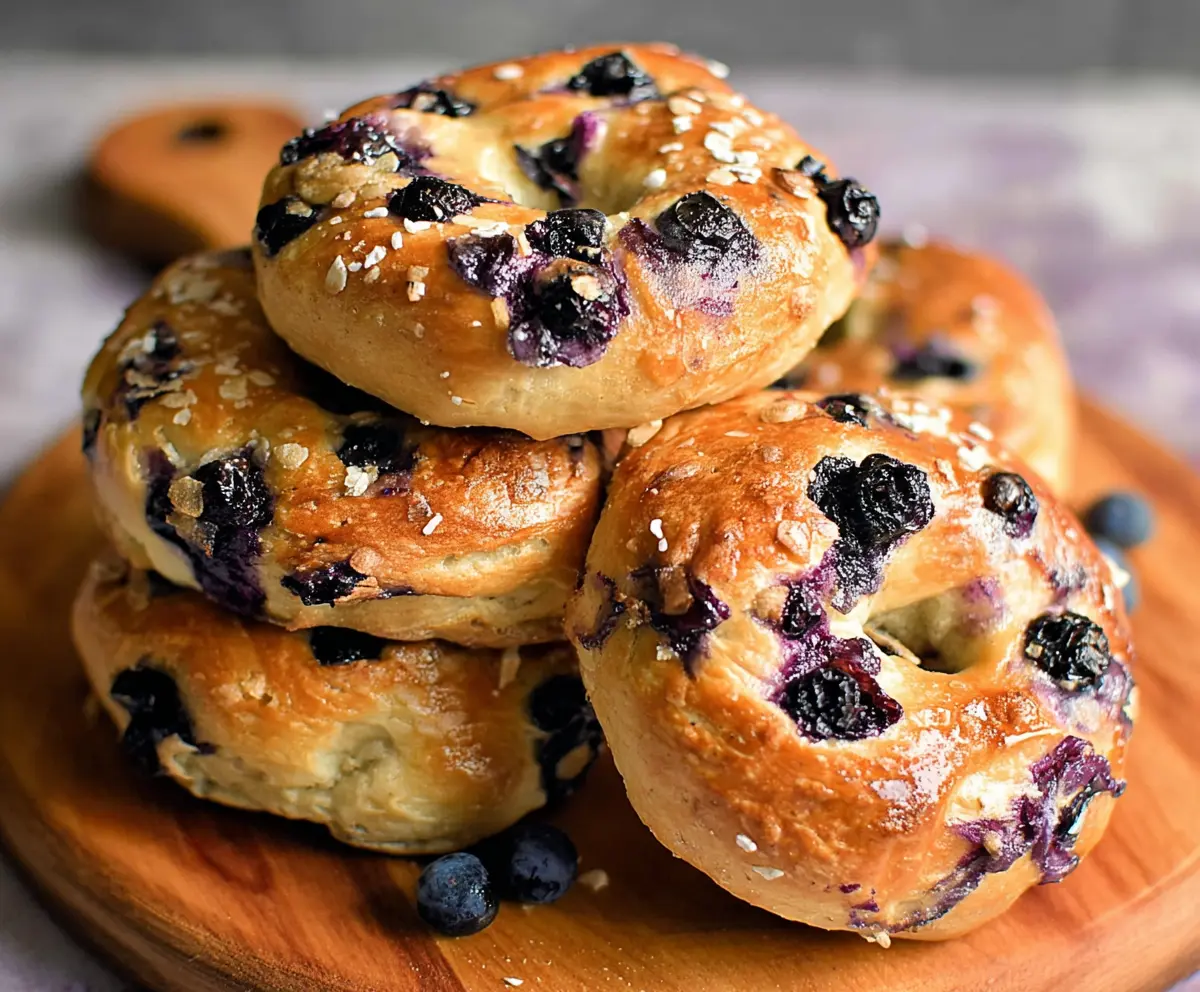 Delicious homemade blueberry bagels made with 4 simple ingredients, perfect for breakfast or snack.
