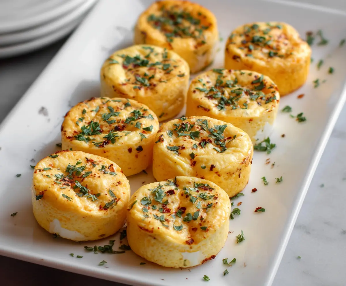 Healthy cottage cheese egg bites in a white bowl, perfect for breakfast or snack.