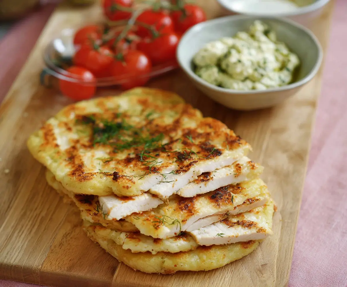 Delicious homemade cottage cheese flatbread with a golden crust and soft interior.