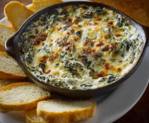 Creamy spinach dip served in a bowl at Longhorn Steakhouse, perfect for sharing.