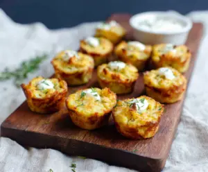 Delicious Mashed Potato Bites served with herbs and cheese looking crispy and golden.