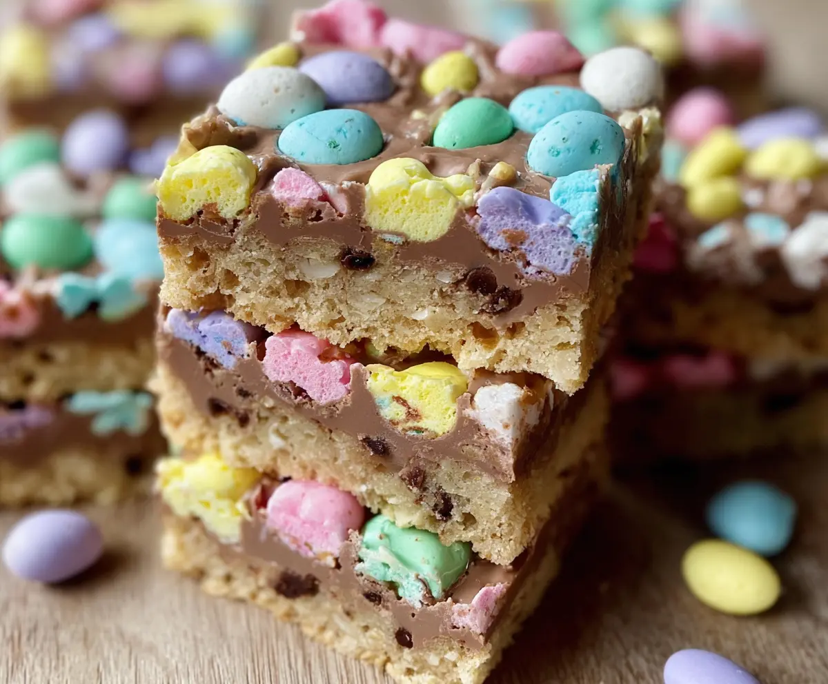 Delicious Easter Goody Bars with colorful toppings and sweet decorations.