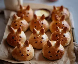 Delicious Hot Cross Bunny Rolls topped with icing, perfect for Easter celebrations.