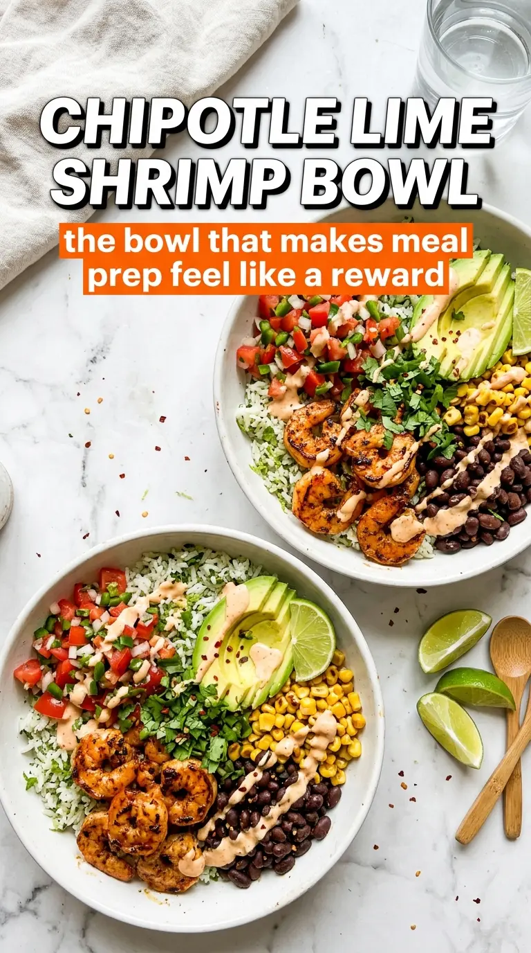 Chipotle Lime Shrimp Bowl pink shrimp creamy sauce