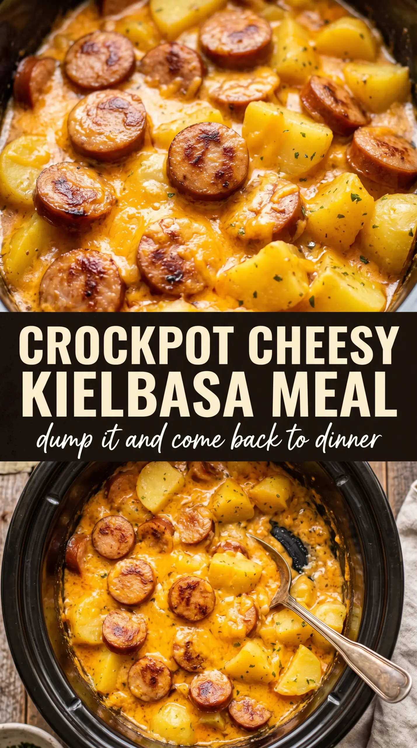 Crockpot Cheesy Kielbasa Meal cheesy tender