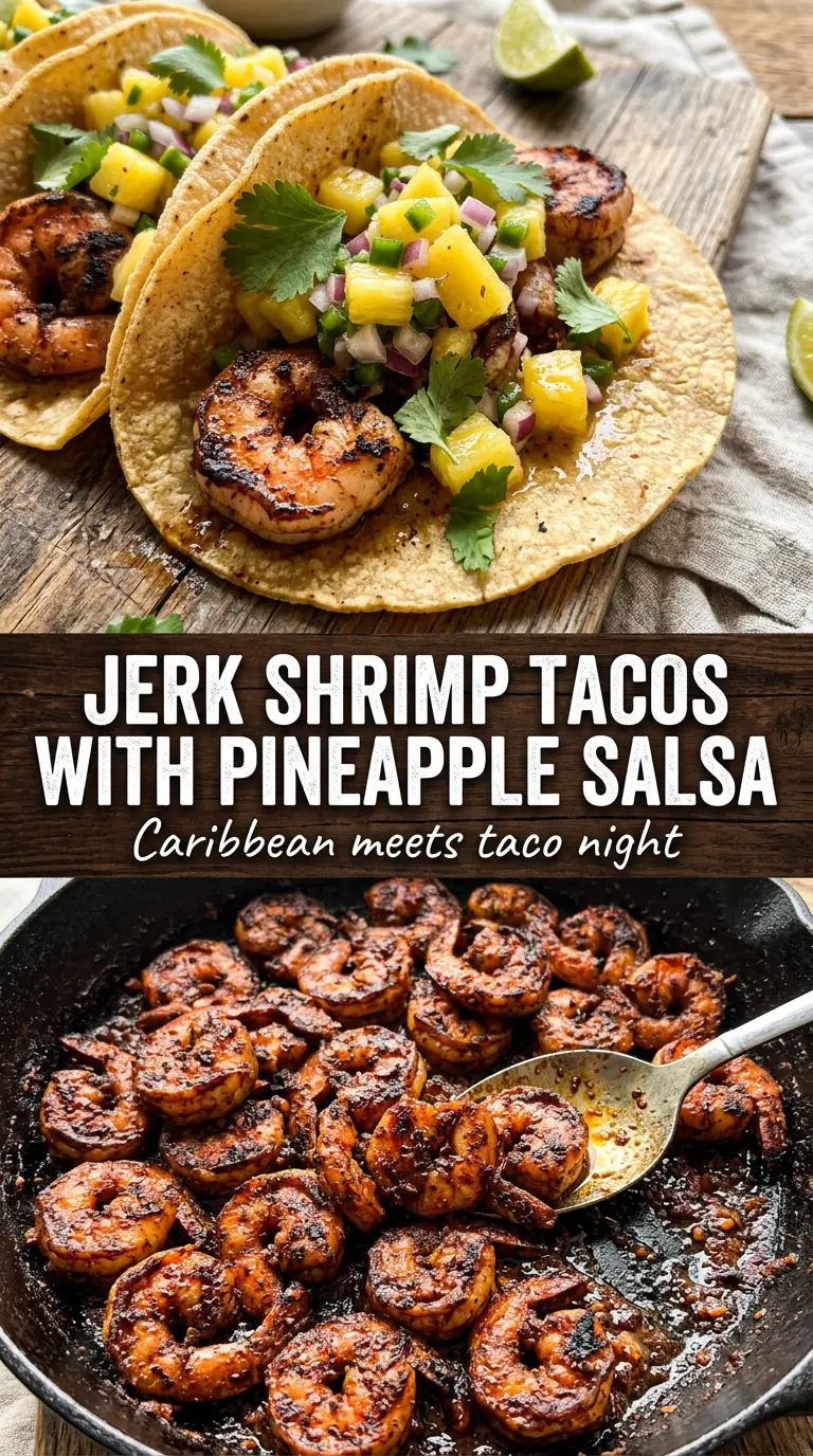 Jerk Shrimp Tacos with Pineapple Salsa smoky tropical bright
