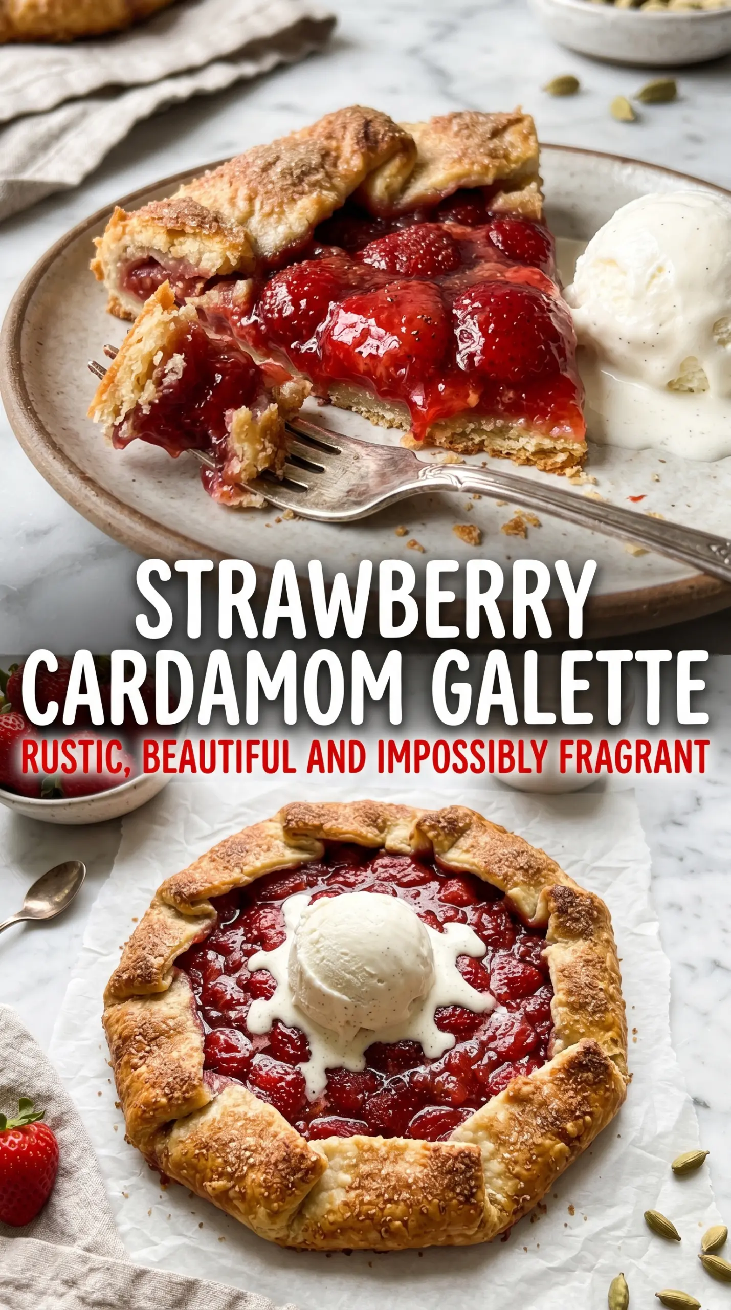 Strawberry Cardamom Galette rustic pastry