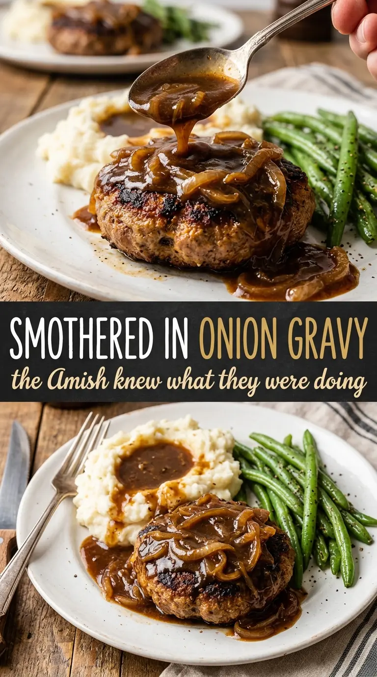 Amish Hamburger Steak Bake savory gravy tender beef