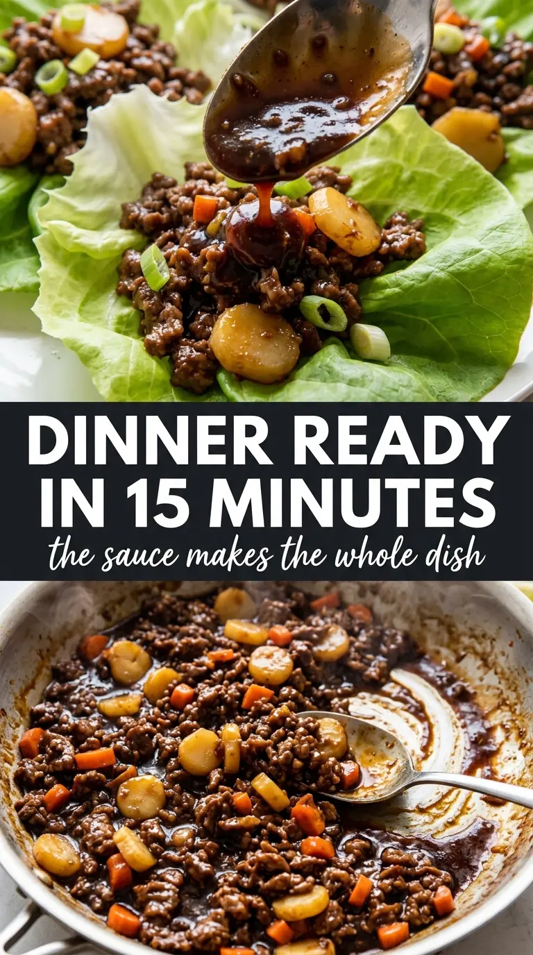 Asian-style ground beef lettuce wraps crisp saucy
