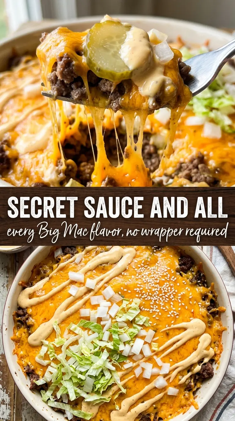 Big Mac Casserole cheesy beef layers