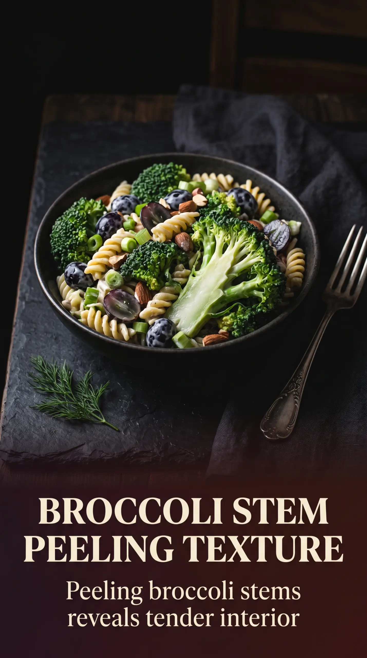 Broccoli grape and pasta salad creamy colorful