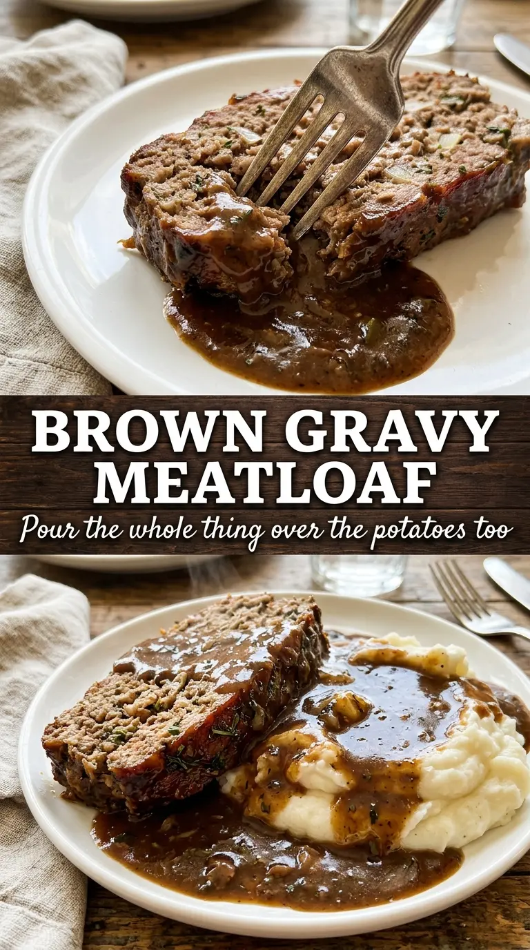 Brown Gravy Meatloaf rich savory comfort-food