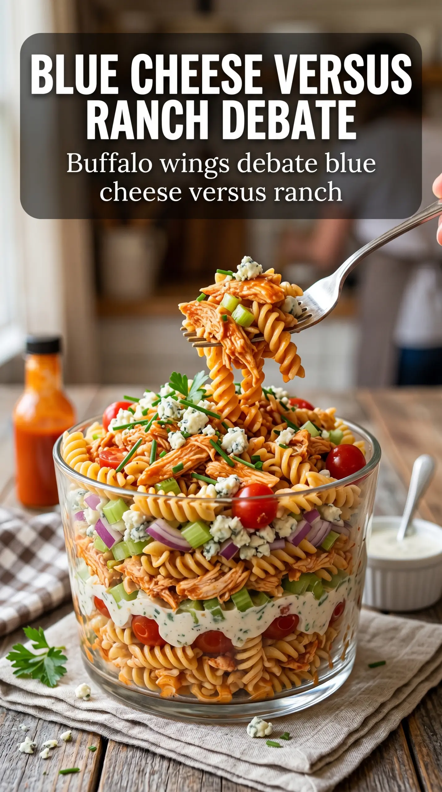 Buffalo Chicken Pasta Salad creamy spicy celery