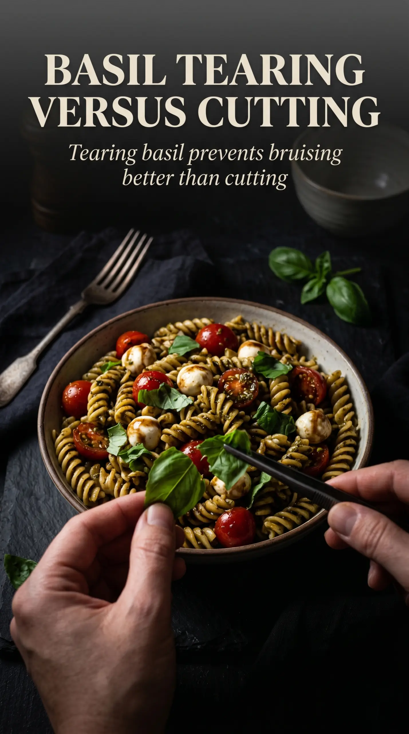 Caprese pasta salad fresh basil tomatoes mozzarella