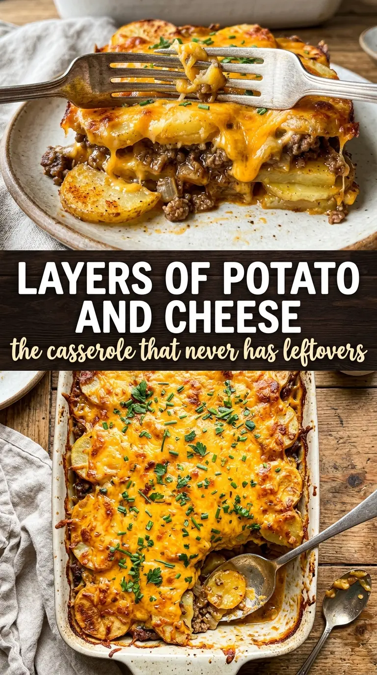 Cheesy Hamburger Potato Casserole layered cheesy comfort