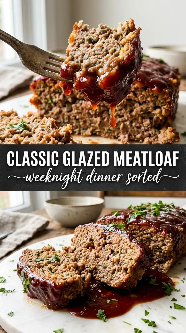 Cooked meatloaf with glaze