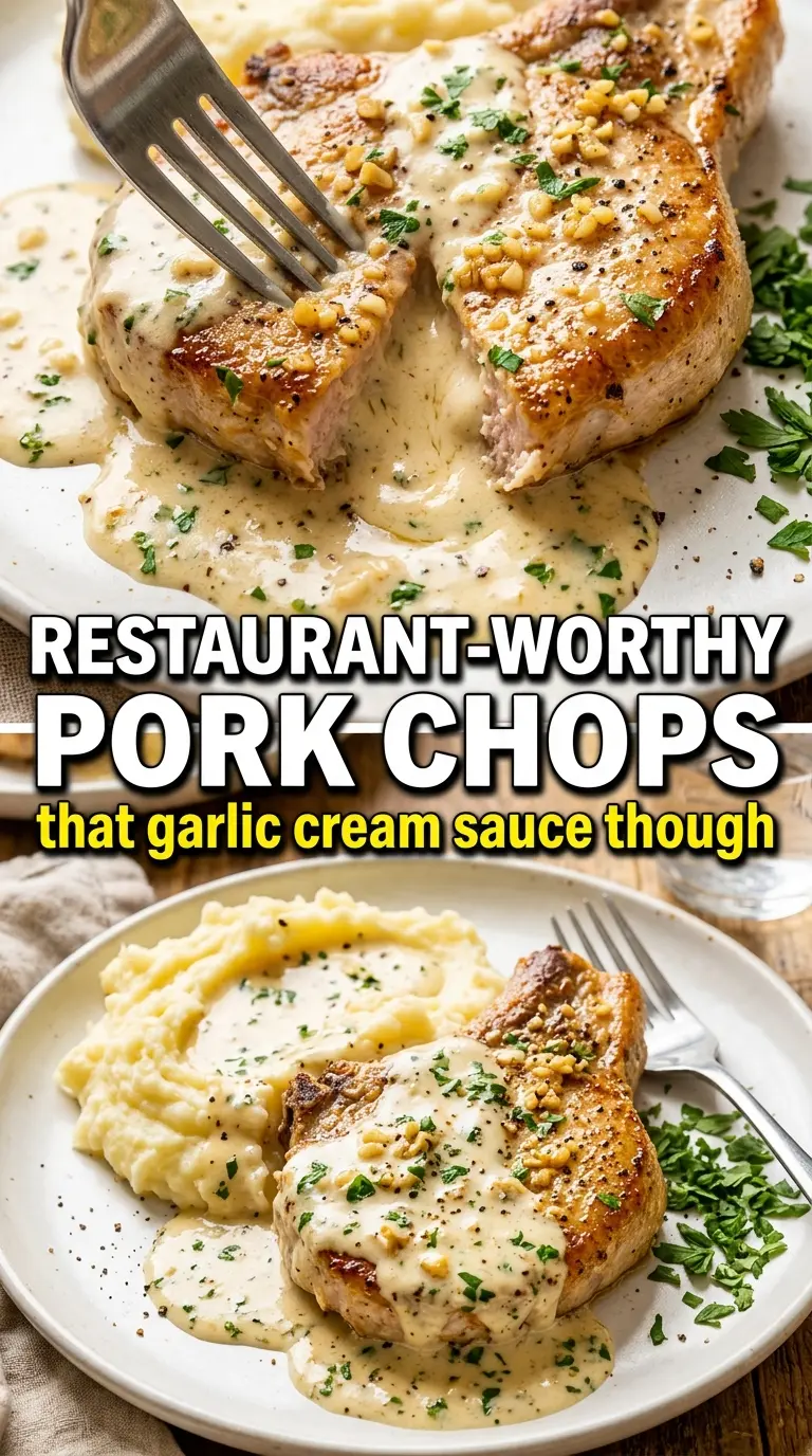 Creamy Garlic Pork Chops golden garlic sauce