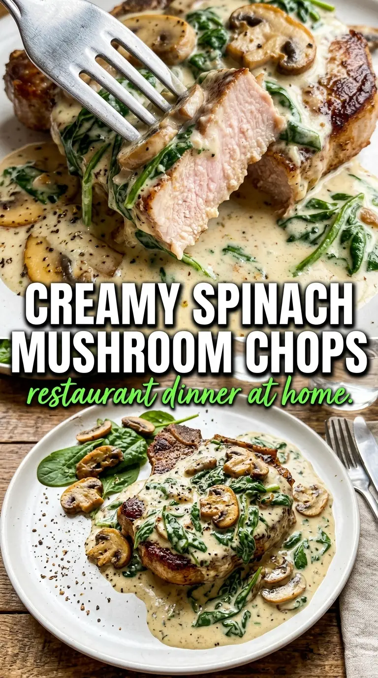 Creamy Spinach Mushroom Pork Chops creamy skillet pork chops