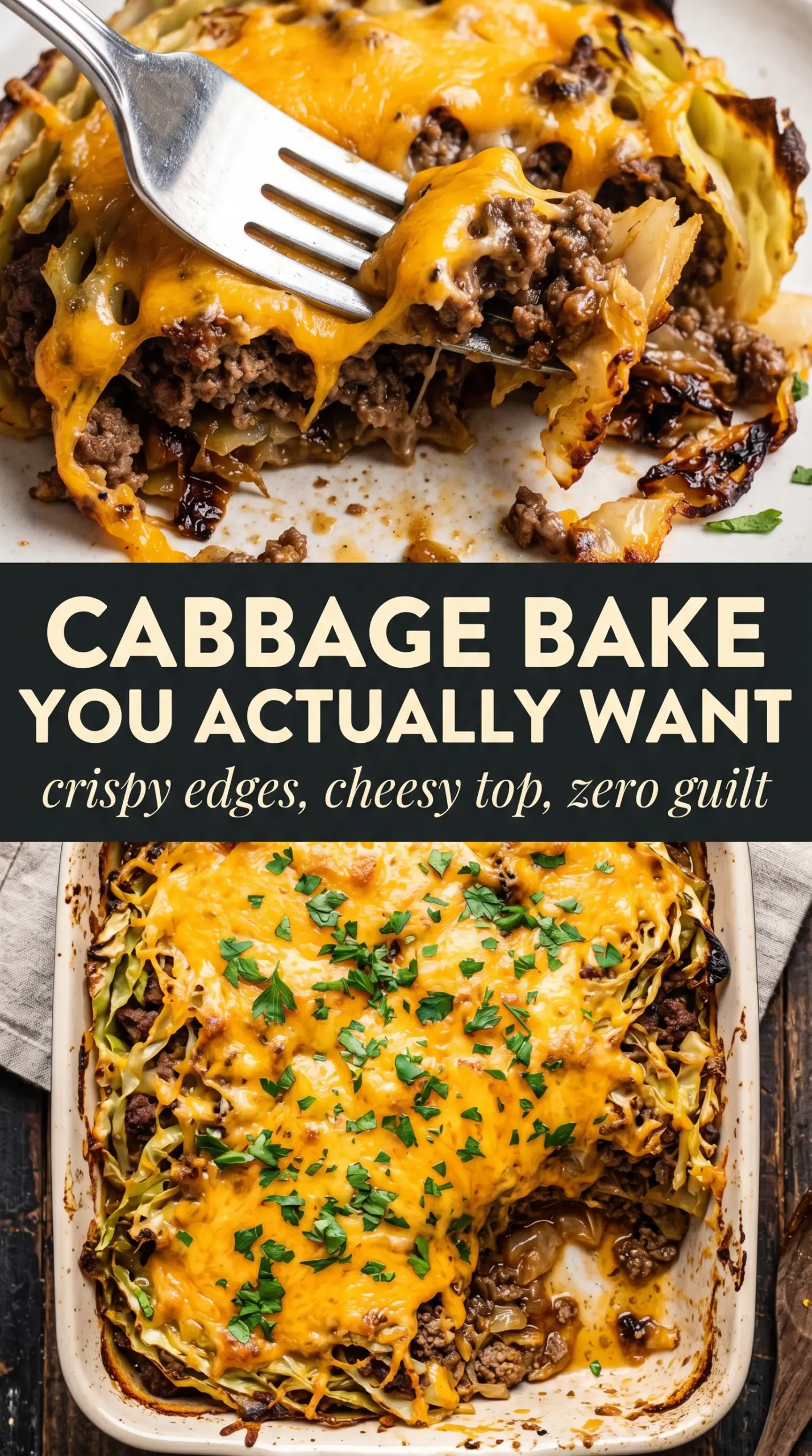 Easy Crispy Cabbage Burger Bake savory cheesy cabbage casserole
