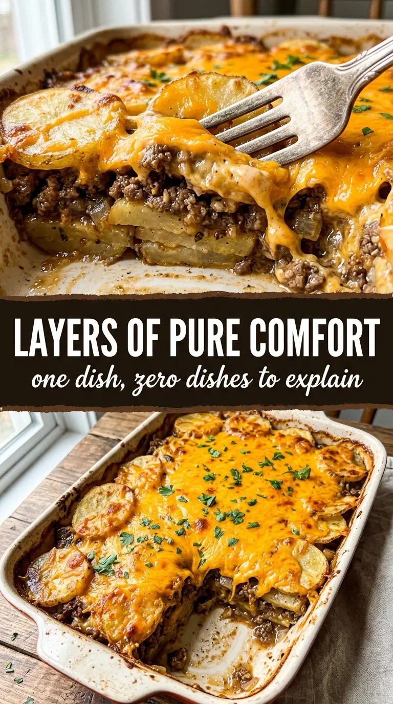 Hobo Casserole cheesy layered potatoes beef