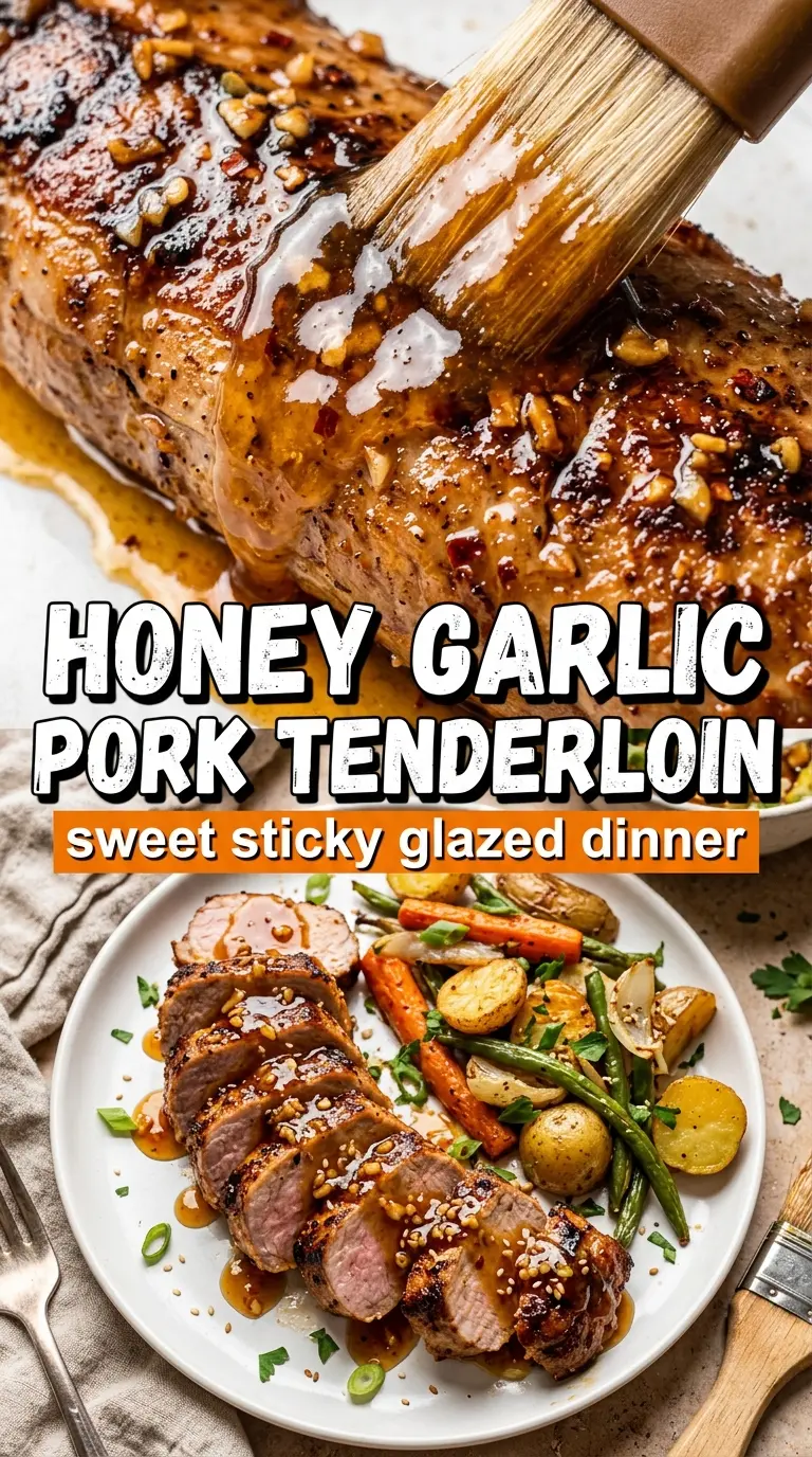 Honey Garlic Pork Tenderloin sticky glaze, juicy slices