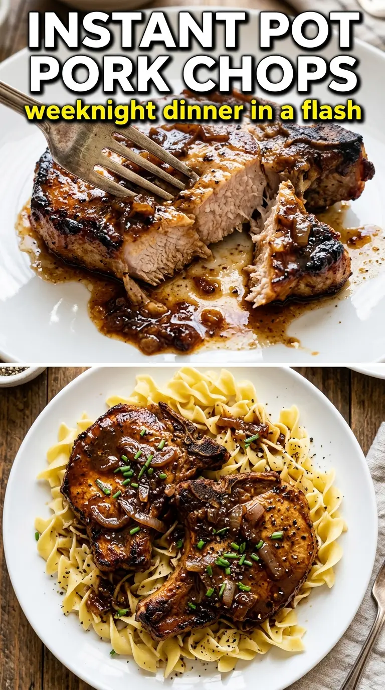 Instant Pot Boneless Pork Chops savory mushroom gravy
