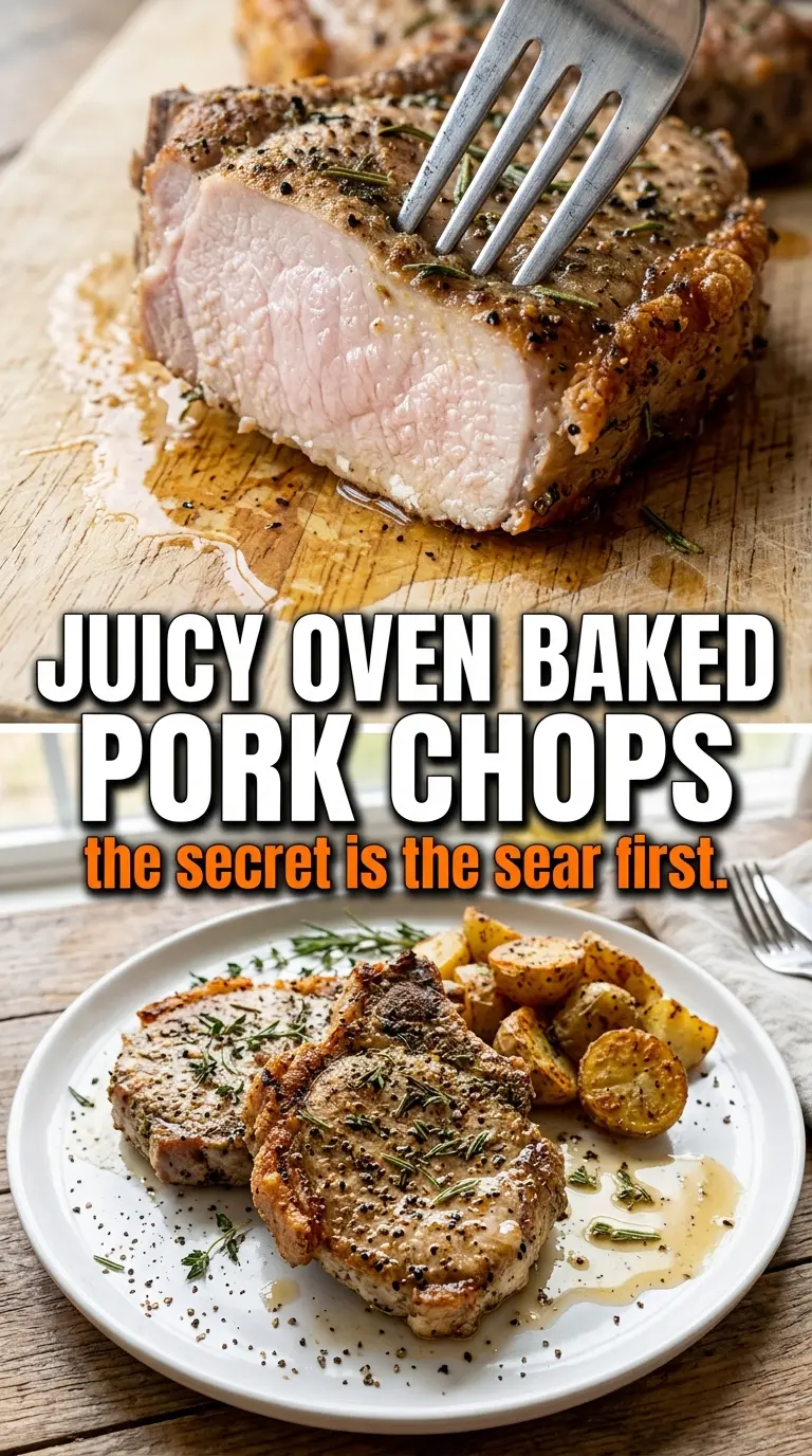 Juicy Oven Baked Pork Chops golden crust juicy center