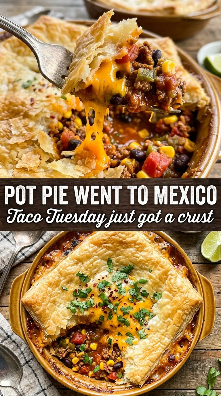 Mexican Pot Pie creamy taco beef, flaky crescent crust