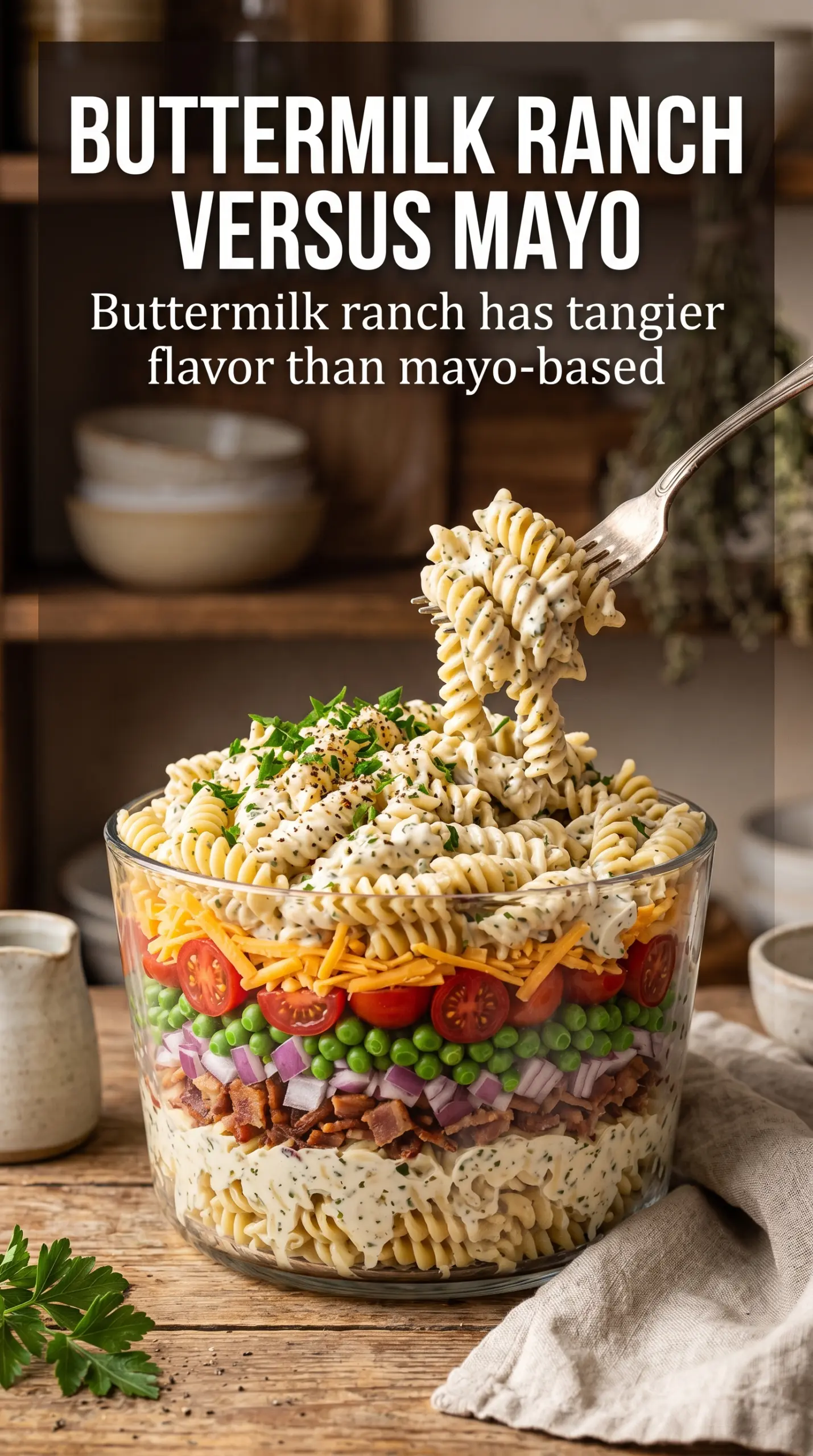 Ranch Pasta Salad creamy bacon cheddar