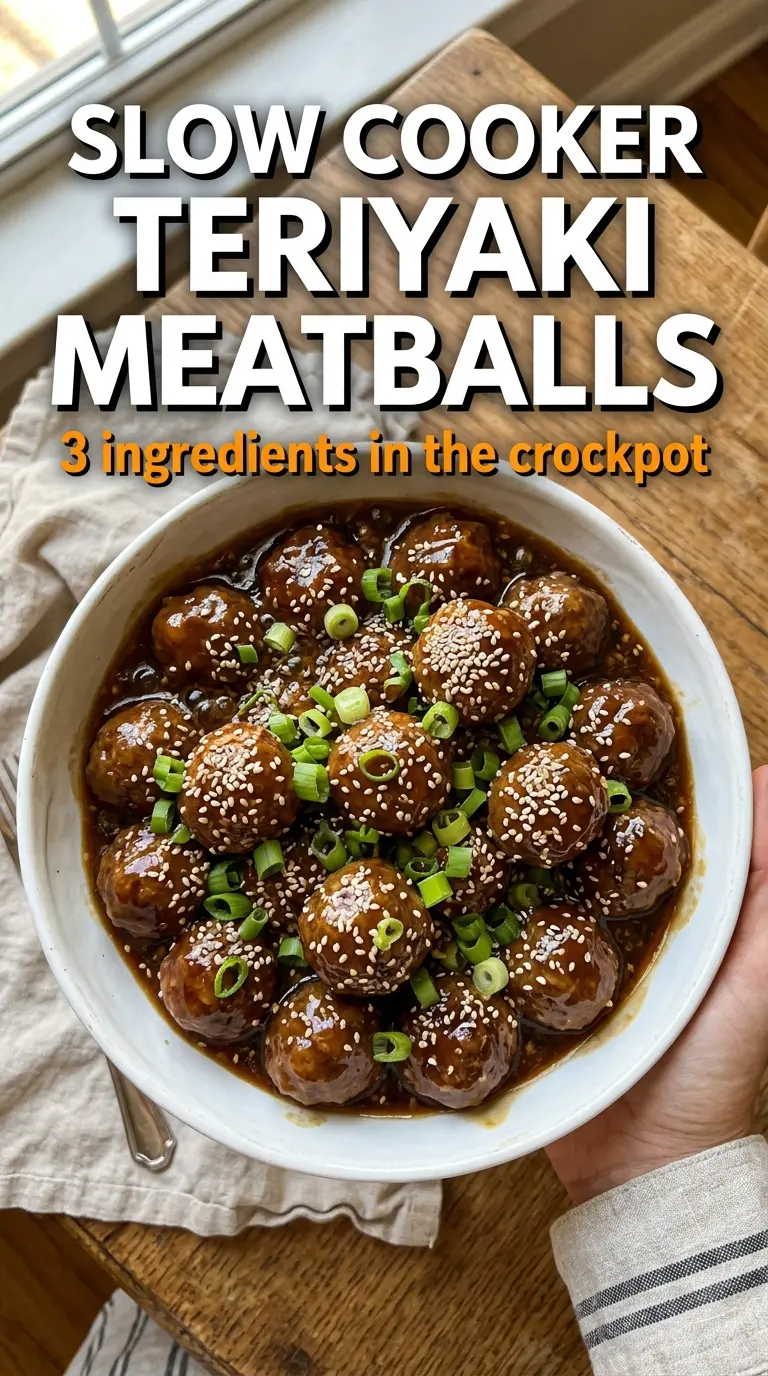 Slow Cooker Teriyaki Meatballs glossy sticky