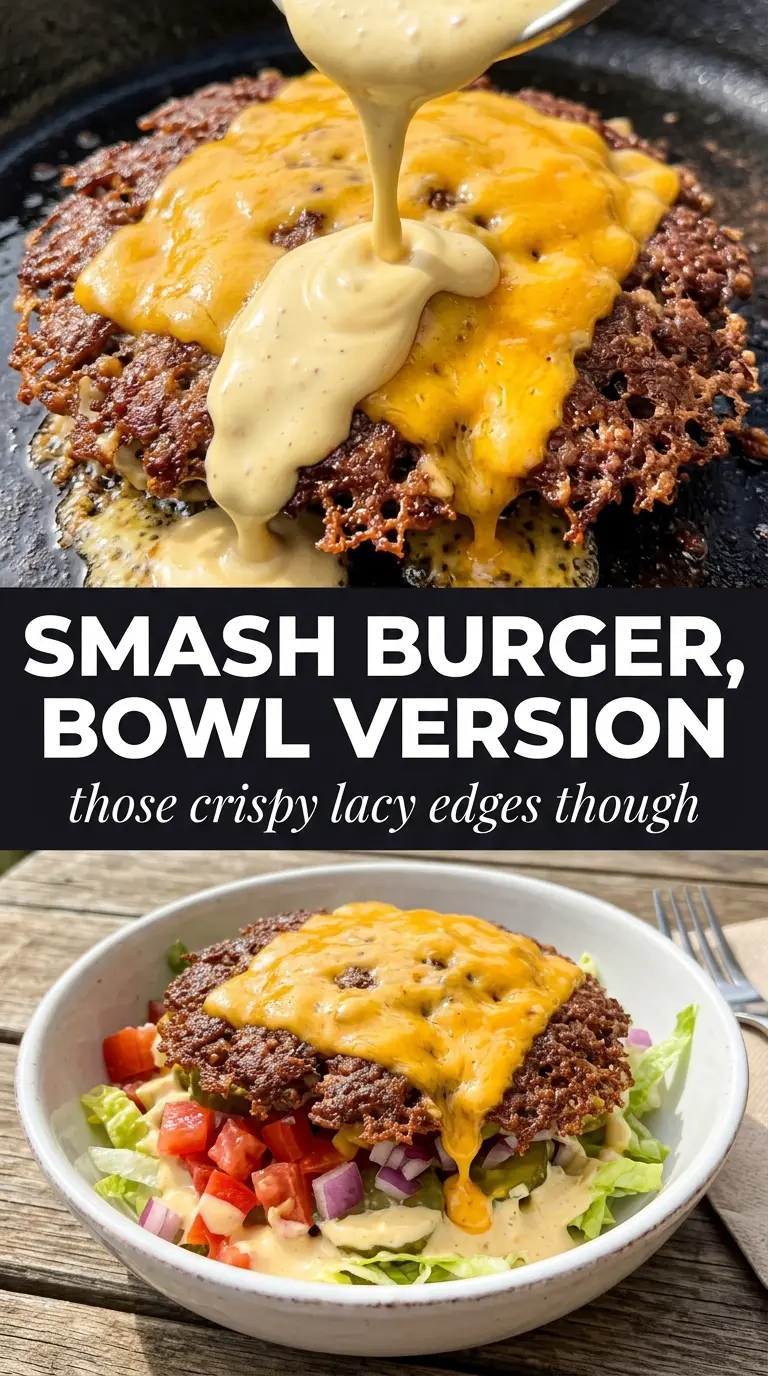 Smash Burger Bowl crispy beef, burger bowl, low carb