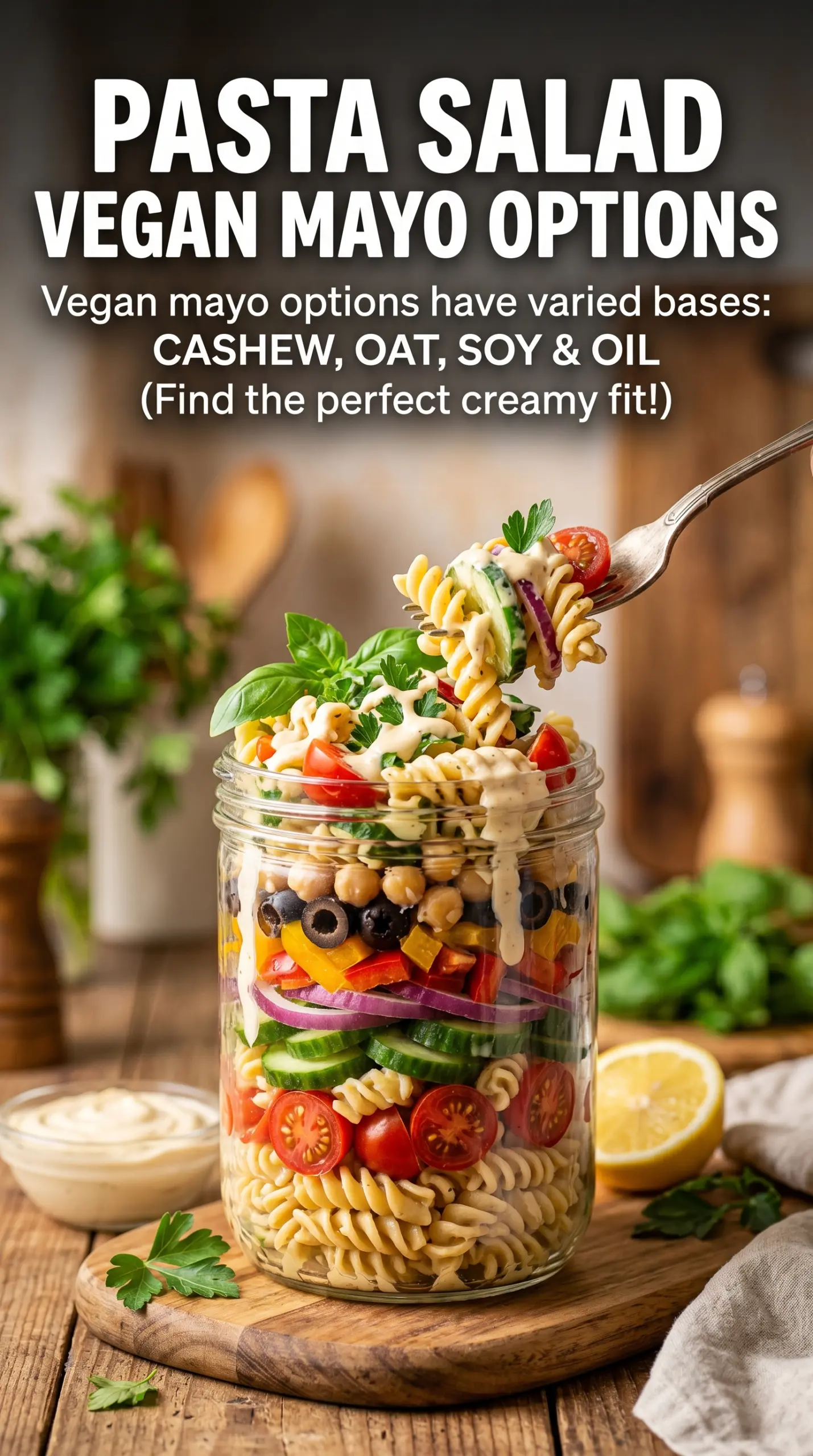 Vegan Pasta Salad colorful creamy tahini
