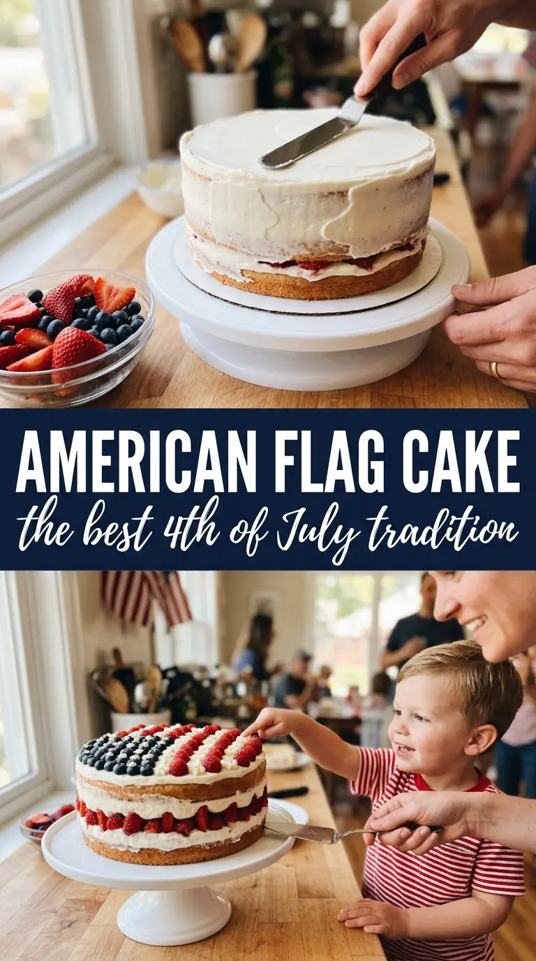 American Flag Cake patriotic sheet cake