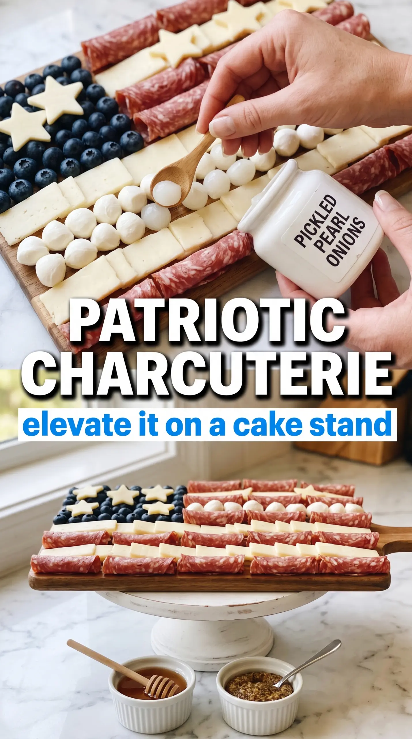 American Flag Charcuterie Board patriotic red white blue