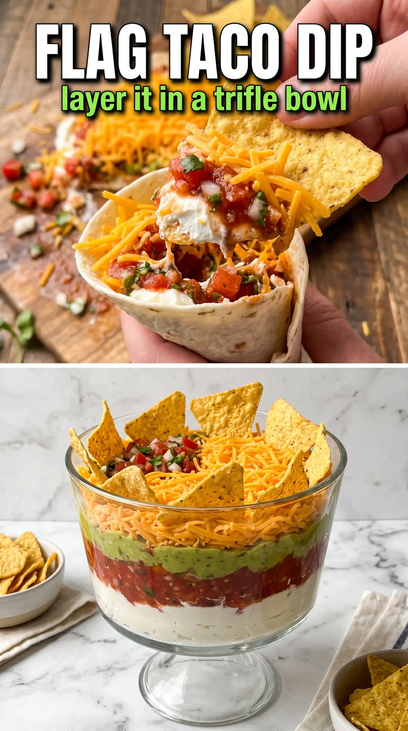 American Flag Taco Dip red white blue layered