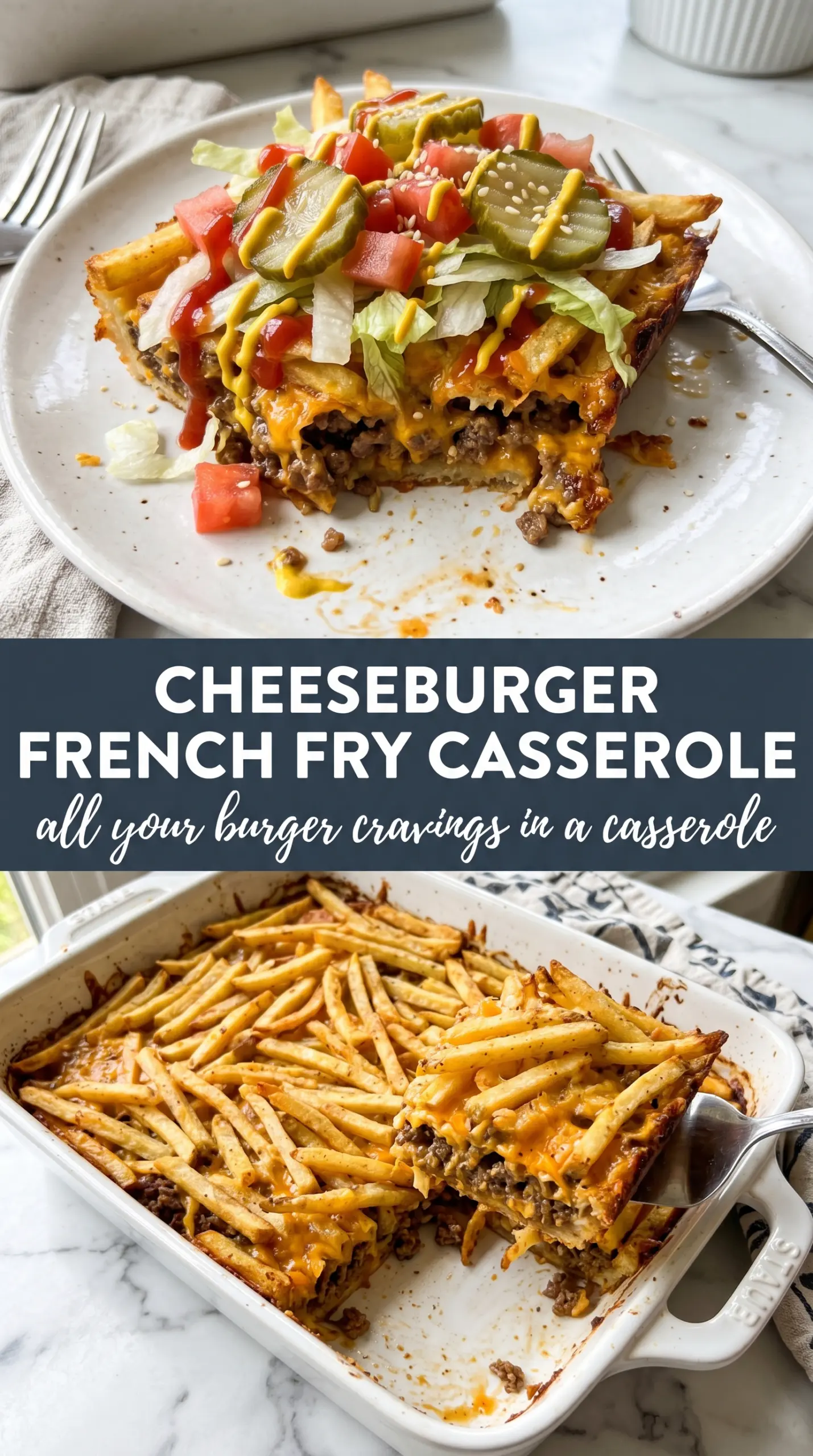 Cheeseburger French Fry Casserole crispy cheesy