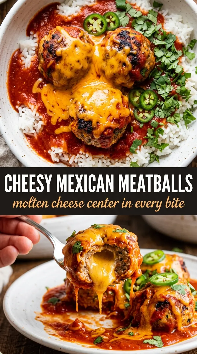 Cheesy Mexican meatballs cheesy taco-seasoned molten cheddar