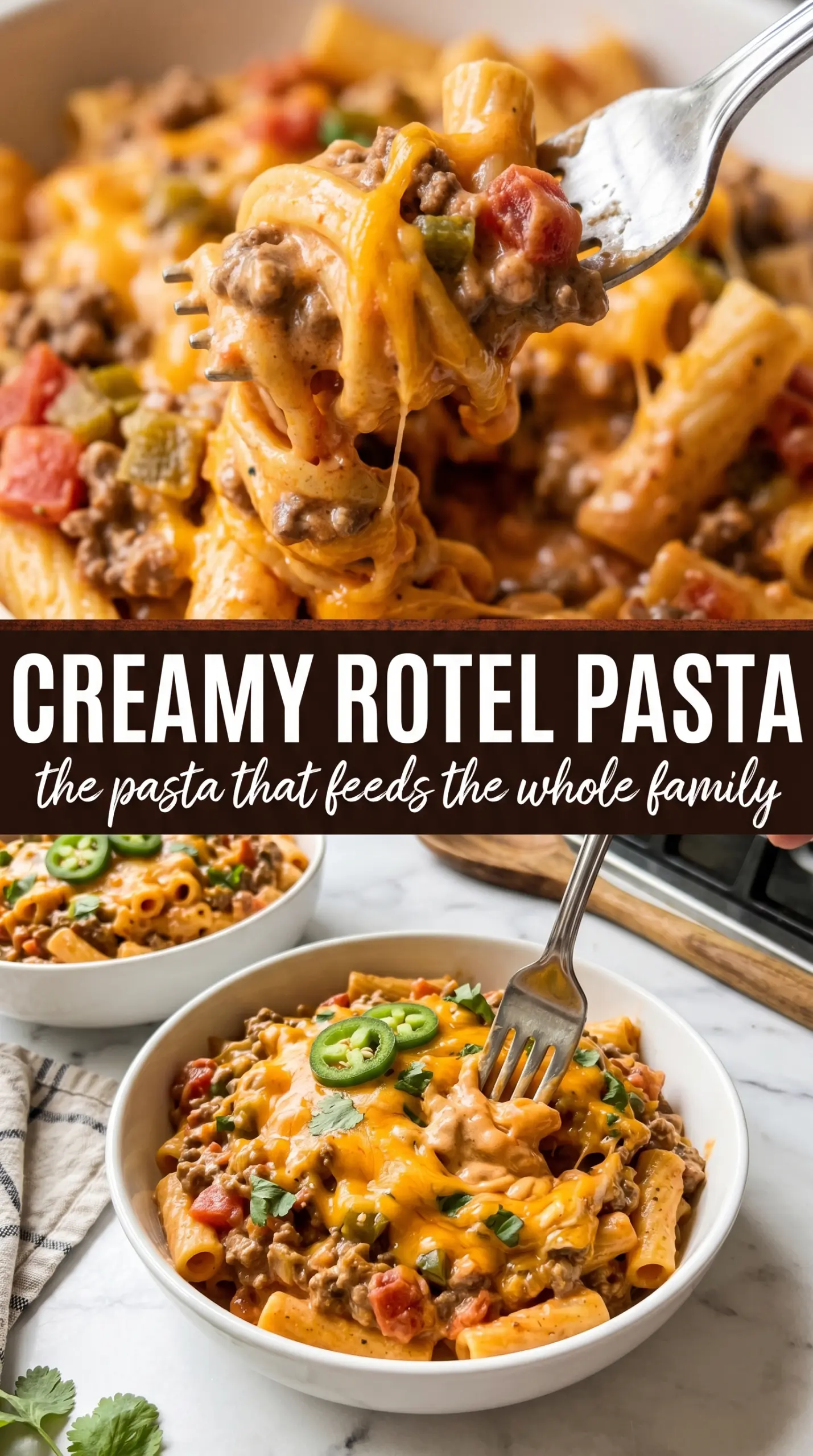 Creamy Rotel Pasta with Ground Beef, cheesy, spicy, one-pot