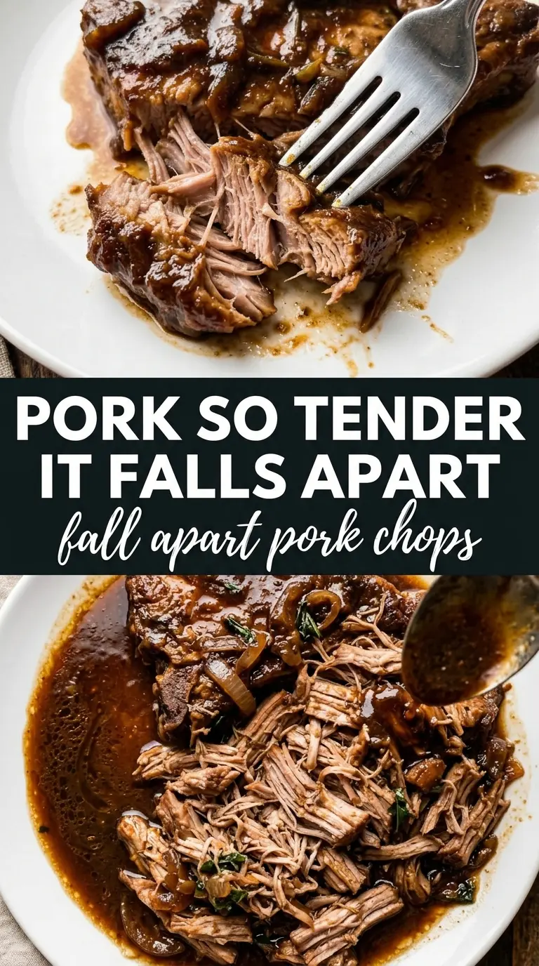 Fall Apart Pork Chops braised pork chops, tender gravy, comfort food