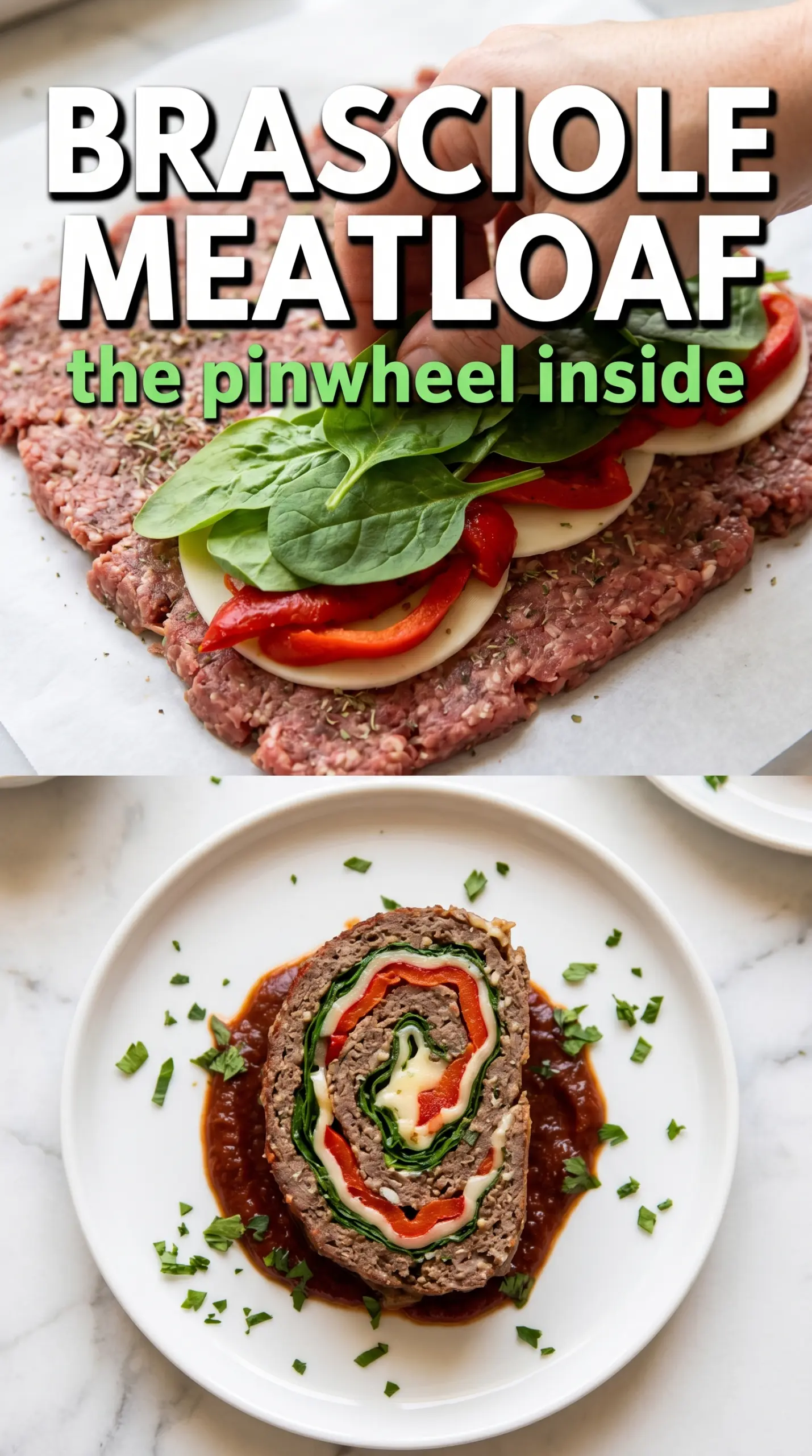 Meatloaf Brasciole with prosciutto egg spiral