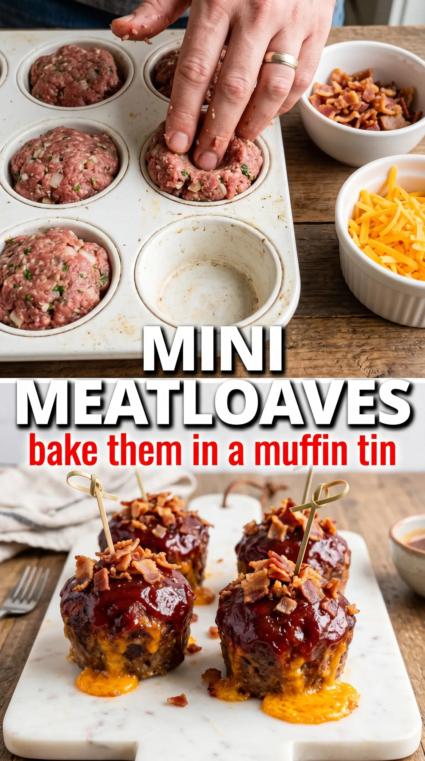 Mini BBQ Bacon Cheddar Meatloaves cheesy savory