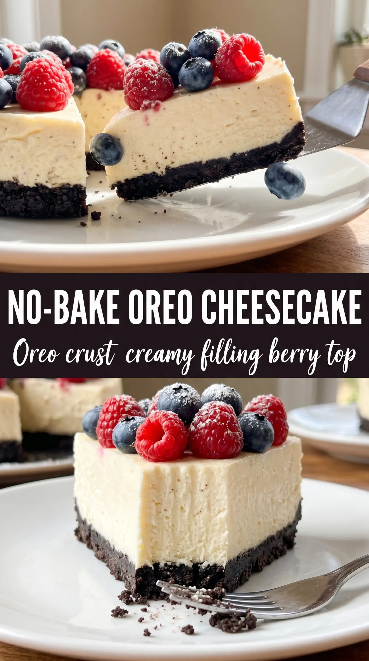 No-Bake Fireworks Oreo Cheesecake creamy patriotic