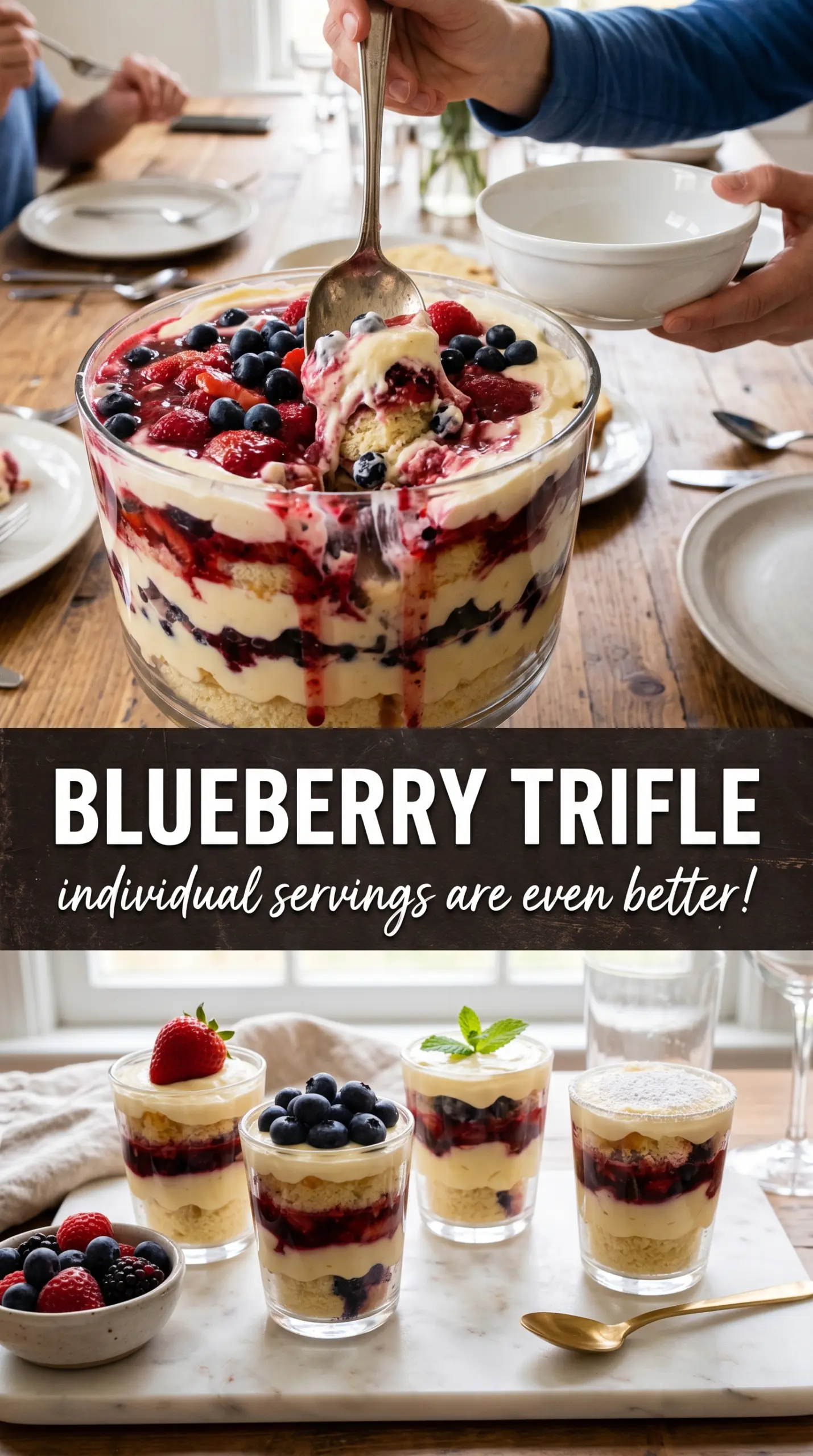 Red, White and Blueberry Trifle layered, patriotic, no-bake