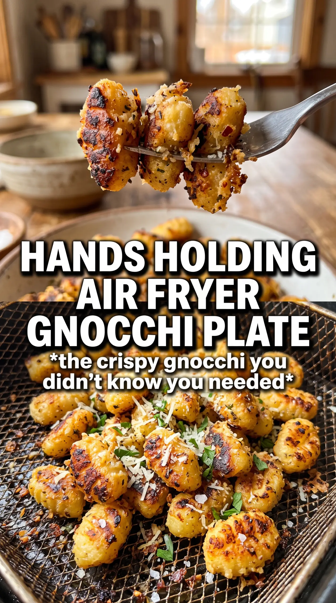 Air fryer gnocchi crispy garlic parmesan