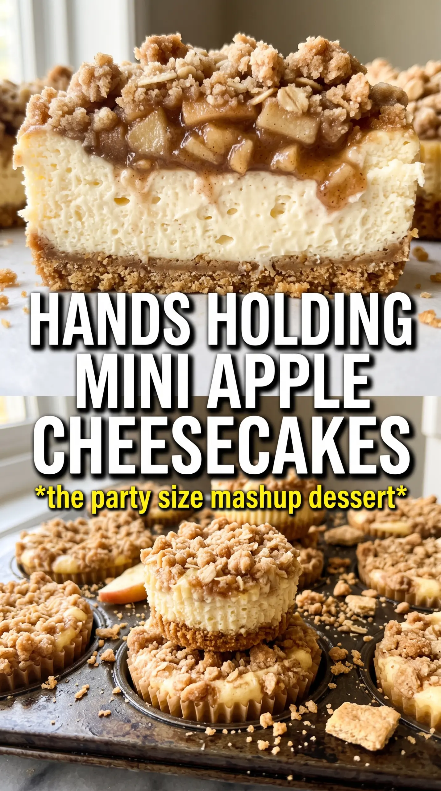 Apple Crisp Mini Cheesecakes creamy apple-cinnamon crumble