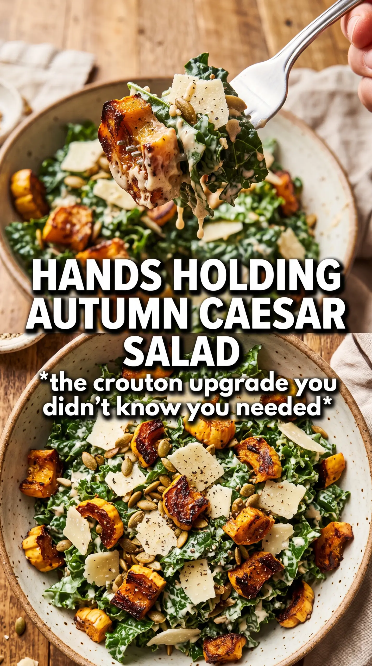 Autumn Caesar Salad With Delicata Squash Croutons crisp caramelized savory