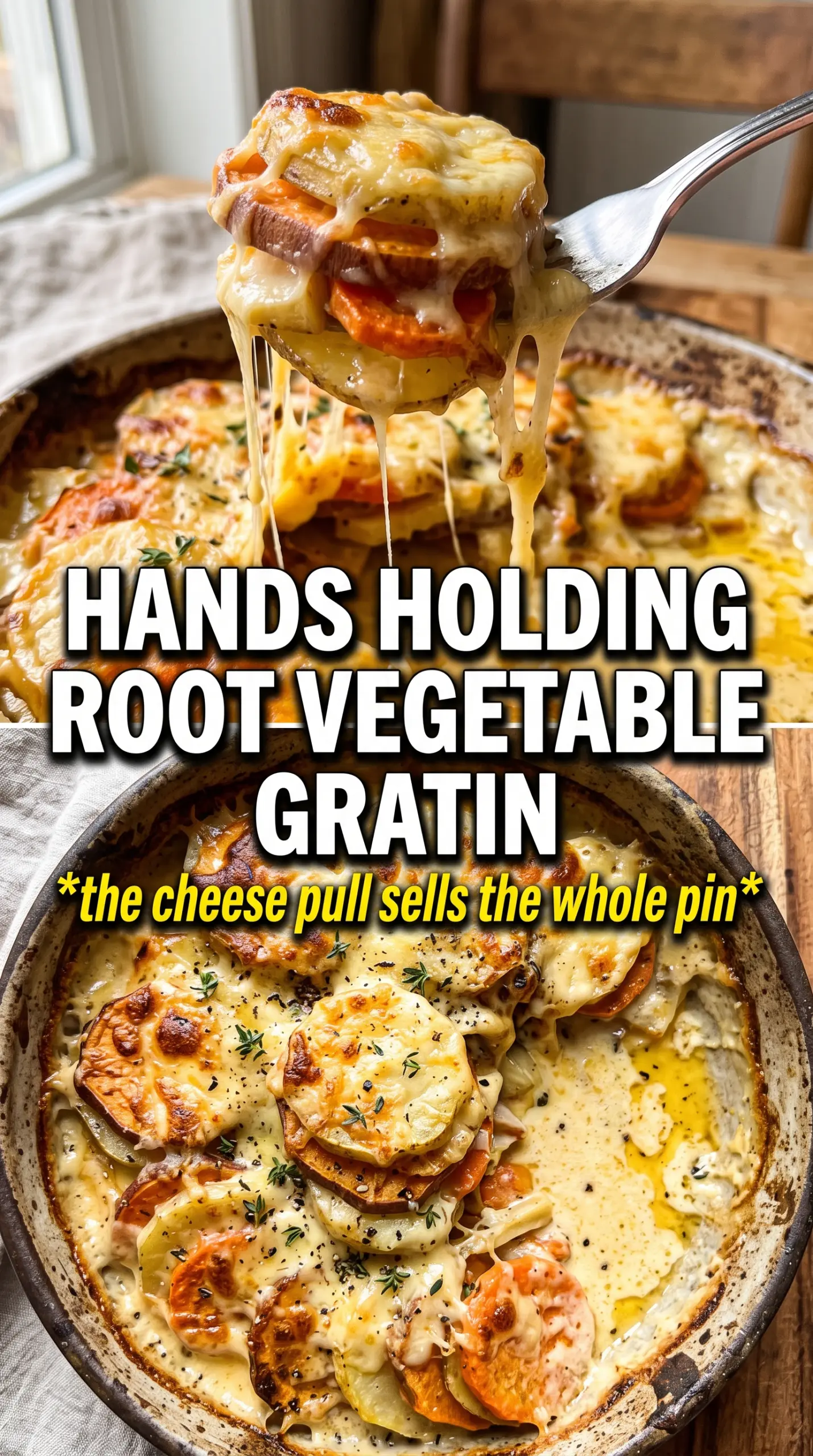 Cheesy Root Vegetable Gratin creamy golden bubbling